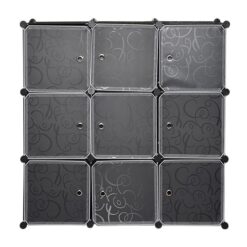 Plastic Portable Collapsible 9 Cube Wardrobe Black - 03535