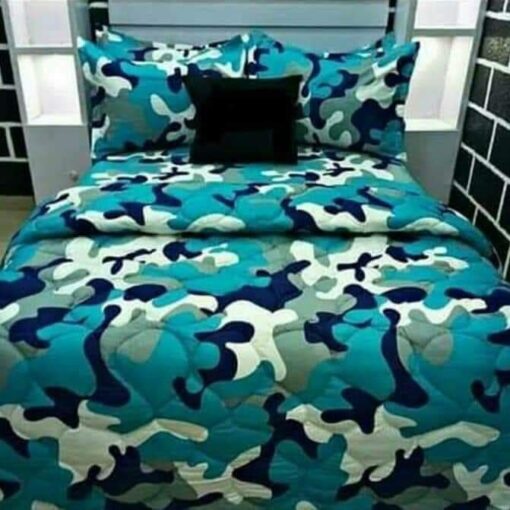 Camouflage Double Size Bedsheet with 3 Pillow Covers