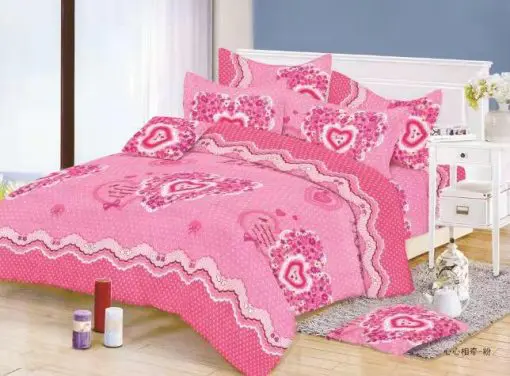 Pinky Love Queen Size Bedsheet with 3 Pillow Covers