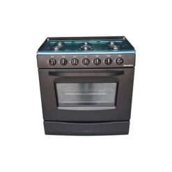 Nasco GCNAS-8060B 6 Burner Gas Cooker with Oven - Black