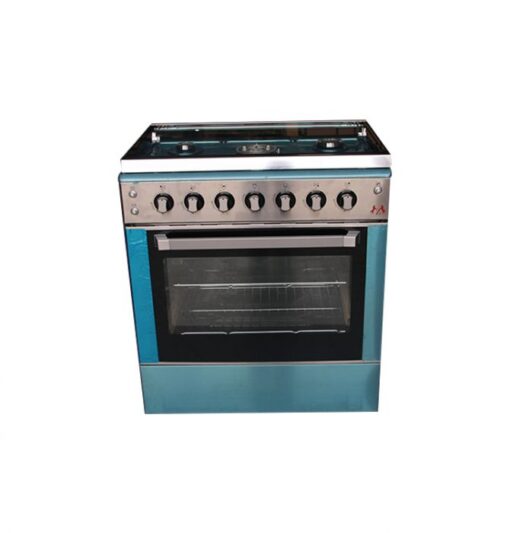 Nasco GCNAS-8060S/S 5 Burner Gas Cooker with Oven & Grill - Silver