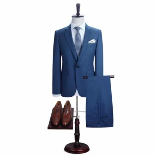 Generic  Men's Fashion Slim Suit - Cyan