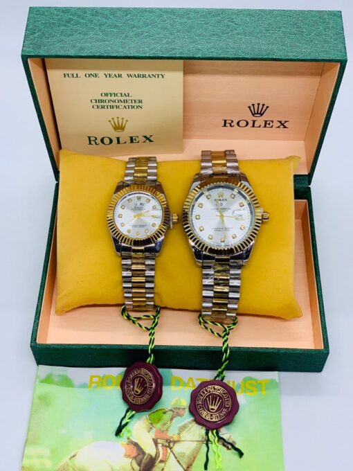 Rolex Datejust Replica Watch for Him and Her - Stainless Steel/Gold Strap and White Dial
