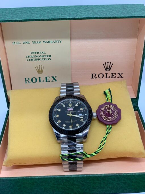 Rolex Datejust Unisex Replica Watch - Stainless Steel/Black Strap