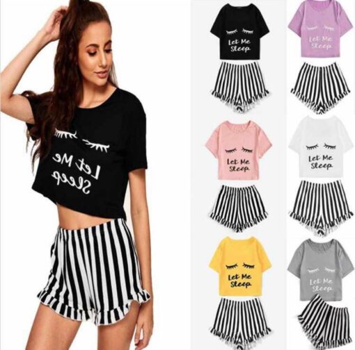 Sexy Ladies' Nightwear Set with striped shorts