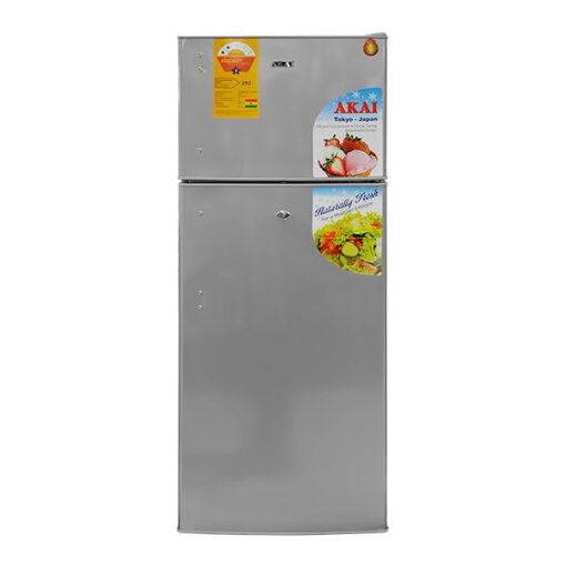 AKAI RF100A210 208L Top Freezer Double Door Refrigerator - Silver