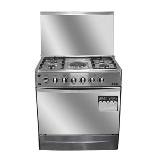 AKAI GC054A-7650S 4 Gas Burner + 1 Electric Hotplate 76X50 Freestanding Cooker with Electric Oven & Grill