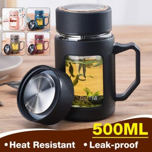 Generic Heat Resistant Glass Cup with Handle 500ml