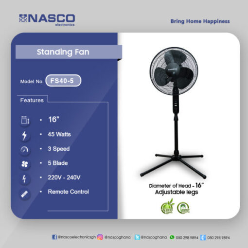 Nasco 16" Standing Fan 5Blades FS40-5