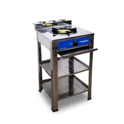 Nasco NASGS-K1CSS-SI 1-Burner Gas Cooker with 2 Shelves