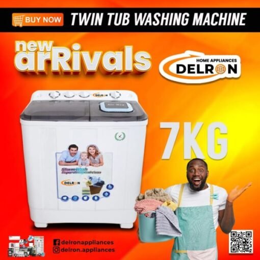 Delron DWM-007 Twin Tub Washing Machine - 7kg - White