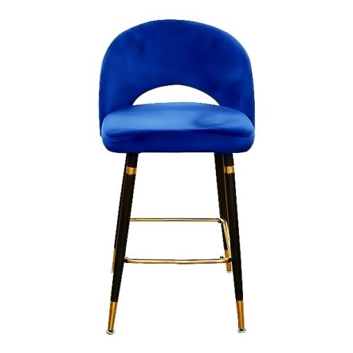 Bar Chair Blue Velvet With Black+Gold Leg - 114300