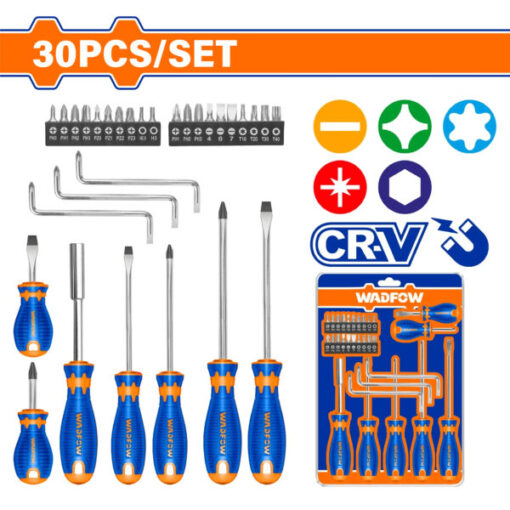 Wadfow WSS1430 Set of 30pcs CR-V Screwdriver Set