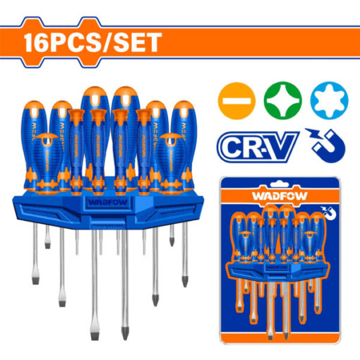 Wadfow WSS1416 Set of 16pcs CR-V Screwdriver Set